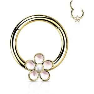 Piercing Street Piercing anneau segment acier dore fleur emaillee (oreille, septum) - Dore