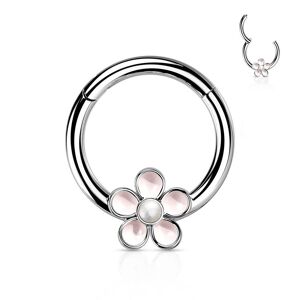 Piercing Street Piercing anneau segment acier chirurgical fleur emaillee (oreille, septum) - Argente
