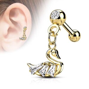 Piercing Street Piercing cartilage oreille pendentif cygne dore - Dore