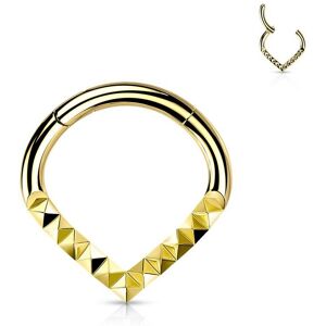 Piercing Street Piercing oreille anneau segment acier dore chevrons pyramides - Dore