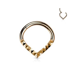 Piercing Street Piercing oreille anneau segment acier rose chevrons pyramides - Or Rose
