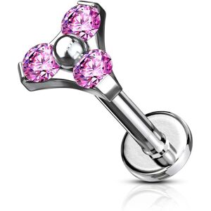 Piercing Street Piercing labret oreille triangle rose - Argente