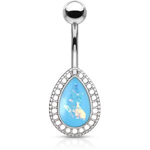 Piercing Street Piercing nombril larme opalescente turquoise - Argente