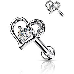 Piercing Street Piercing labret oreille coeur contour solitaire - Argente