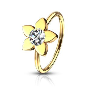Piercing Street Piercing nez anneau pliable dore fleur strass blanc - Dore