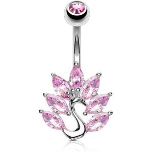 Piercing Street Piercing nombril paon zirconium rose - Argente