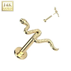 Piercing Street Piercing labret oreille or jaune 14 carats serpent - Argente