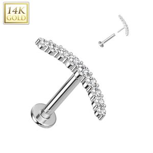 Piercing Street Piercing labret oreille or blanc 14 carats ligne courbee - Argente