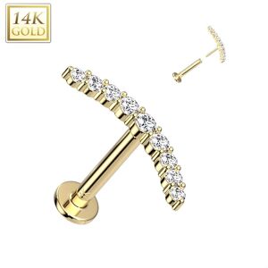 Piercing Street Piercing labret oreille or jaune 14 carats ligne courbee - Dore