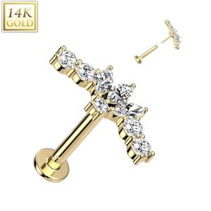 Piercing Street Piercing labret oreille or jaune 14 carats eventail - Dore