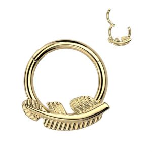 Piercing Street Piercing anneau segment titane G23 feuille dore (oreille, septum) - Dore