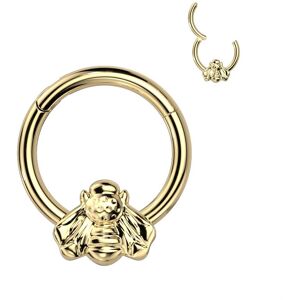 Piercing Street Piercing anneau segment titane G23 abeille dore (oreille, septum) - Dore