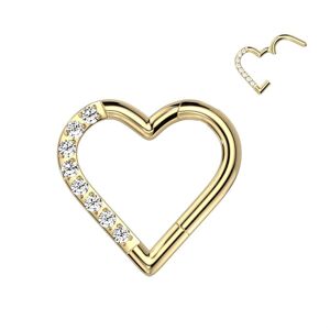 Piercing Street Piercing oreille anneau segment titane G23 coeur pave dore - Dore