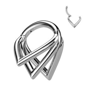 Piercing Street Piercing oreille anneau segment titane G23 triple chevrons argente - Argente