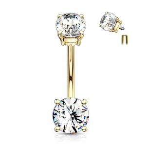 Piercing Street Piercing nombril vissage interne zircon blanc plaque or - Dore