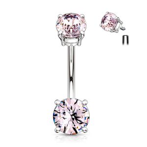 Piercing Street Piercing nombril vissage interne zircon rose - Argente