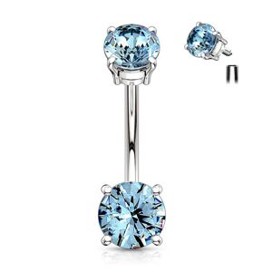 Piercing Street Piercing nombril vissage interne zircon turquoise - Argente