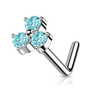 Piercing Street Piercing nez tige en L trois cristaux turquoise - Argente