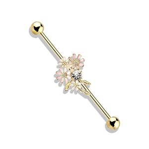 Piercing Street Piercing industriel oreille bouquet de fleurs plaque or - Dore