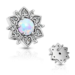 Piercing Street Piercing microdermal fleur opalite blanche - Argente