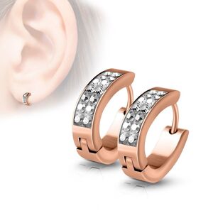 Piercing Street Paire boucles d'oreilles anneaux roses cristaux blanc - Or Rose
