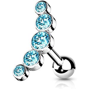 Piercing Street Piercing oreille cartilage helix incurve cinq cristaux turquoise - Argente