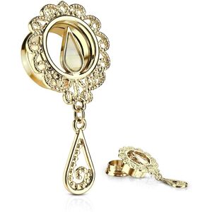 Piercing Street Piercing tunnel oreille plaque or filigrane larme nacre - Dore