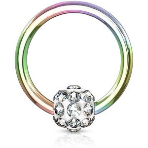 Piercing Street Piercing oreille anneau Captif multicolore boule a cristaux blanc - Multicolore