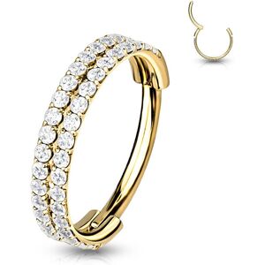 Piercing Street Piercing anneau oreille dore double ligne de strass - Dore