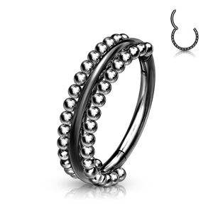 Piercing Street Piercing anneau oreille noir bordures perlees - Noir