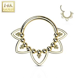 Piercing Street Piercing oreille anneau or jaune 14 carats septum daith filigrane perles - Dore