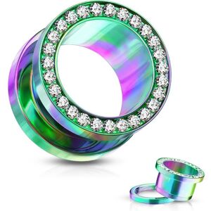 Piercing Street Piercing tunnel acier multicolore bordure strass - Multicolore