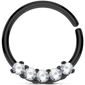 Piercing Street Piercing septum pliable noir cinq gemmes blancs - Noir