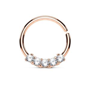 Piercing Street Piercing septum pliable rose cinq gemmes blancs - Or Rose