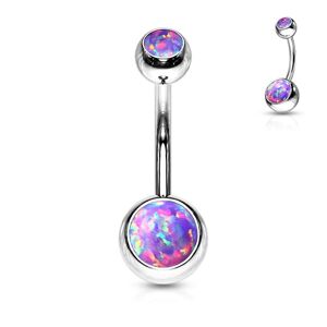 Piercing Street Piercing nombril acier double opale violet - Argente