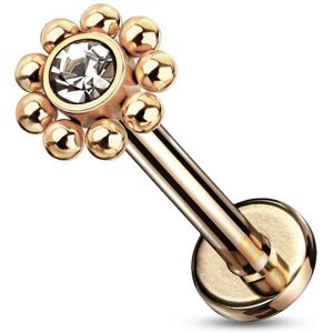 Piercing Street Piercing oreille labret rose billes et cristal - Or Rose