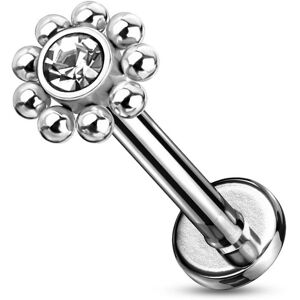 Piercing Street Piercing oreille labret argente billes et cristal - Argente