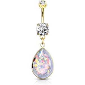 Piercing Street Piercing nombril plaque or pendentif opalite multicolore - Dore