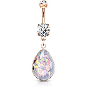 Piercing Street Piercing nombril plaque or rose pendentif opalite multicolore - Or Rose