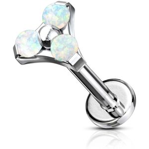 Piercing Street Piercing labret oreille triangle opalite blanc - Argente