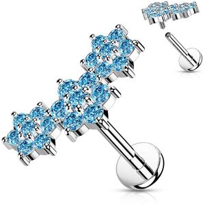 Piercing Street Piercing labret oreille triple fleur turquoise - Argente