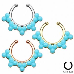 Piercing Street Faux piercing septum double ligne perles turquoise -