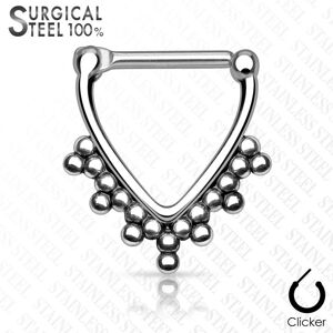 Piercing Street Piercing septum clipsable en acier chirurgical triangle perle - Argente