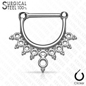 Piercing Street Piercing septum clipsable en acier chirurgical dentelle - Argente