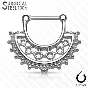 Piercing Street Piercing septum clipsable en acier chirurgical large eventail - Argente
