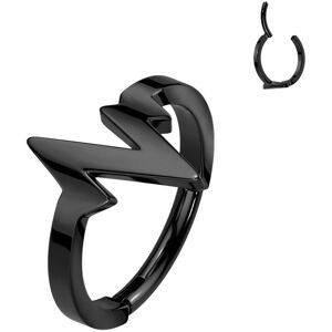 Piercing Street Piercing oreille anneau segment acier chirurgical noir heartbeat - Noir