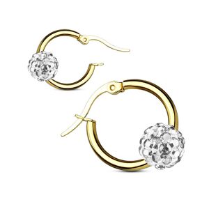 Piercing Street Paire boucles d'oreille anneaux dore boule cristal blanc - Dore