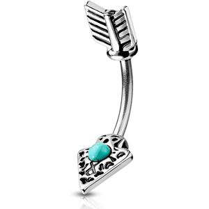 Piercing Street Piercing nombril fleche tribale turquoise - Argente