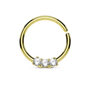 Piercing Street Piercing septum pliable dore trois gemmes blancs - Dore