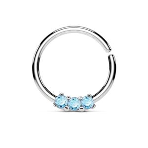 Piercing Street Piercing septum pliable trois gemmes turquoise - Argente